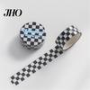 Farbiges Klebeband 1 Rolle Washi Klebend Haftend Klarer Druck Abziehbar Papier Lichtbeständig Scrapbooking Schachbrettmuster für Kinder Dekorativ