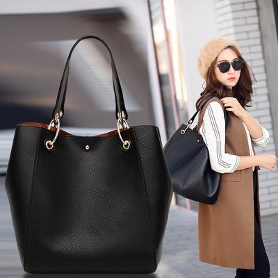 New Leather Bucket Shoulder Bags For Women  Trend Handheld Large Capacity Tote Bags Versatile Large Capacity Ladies Handbags