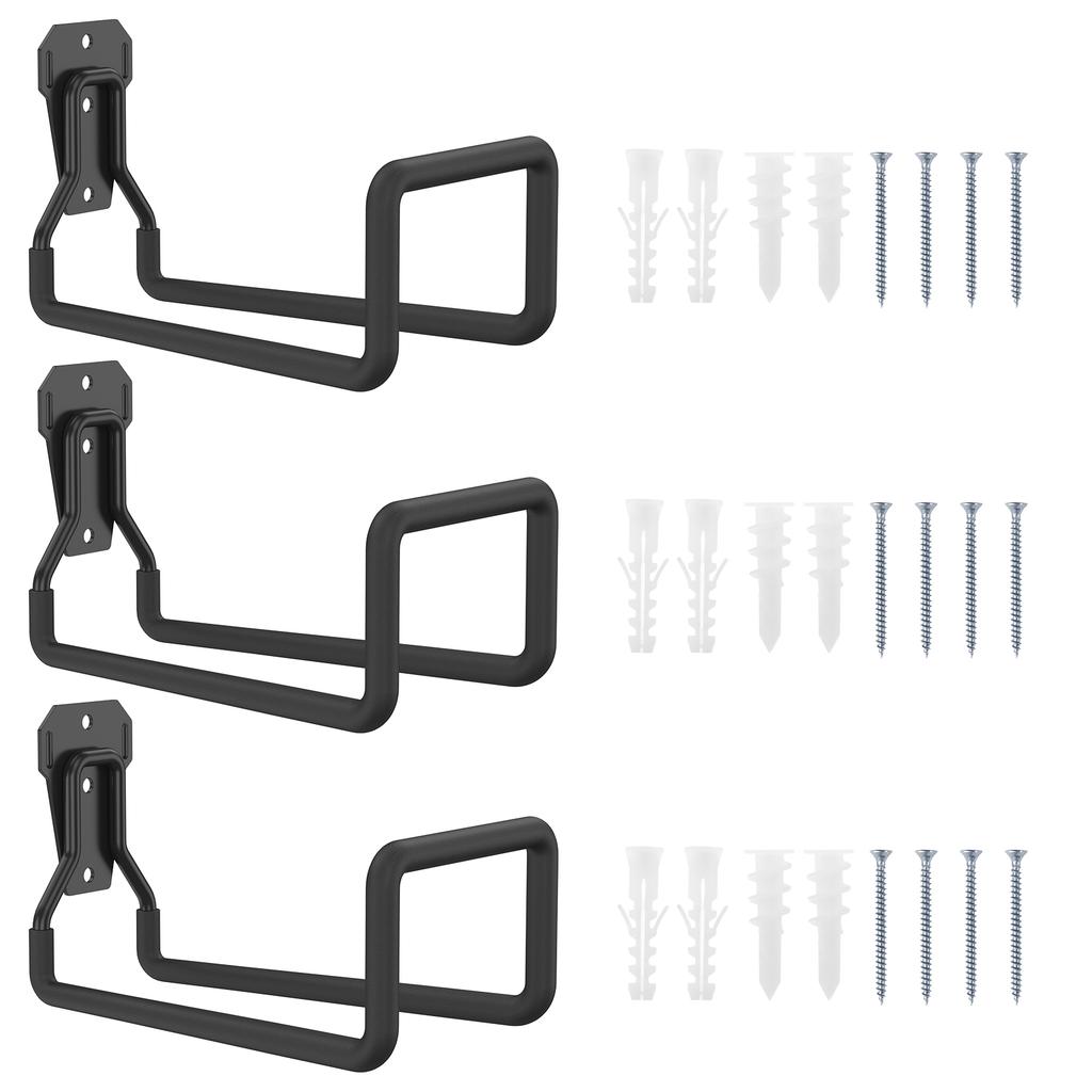 3Pcs Garden Hose Holder Metal Hose Reel Hanger Wall Hooks Organizer Heavy Duty Water Tube for Outdoor Indoor Garage Yard