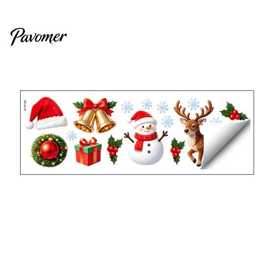 Snowman Window Stickers 2027 Merry Christmas Cling, Santa Reindeer Glass Door Sticker, Seasonal Clings Static Decal for Living Room Bedroom