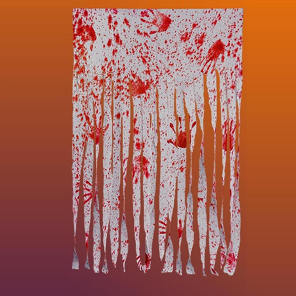 Halloween Decorative Door Curtain Blood Handprint Curtain Party Haunted House Door Pendant Horror Atmosphere Arrangement Props