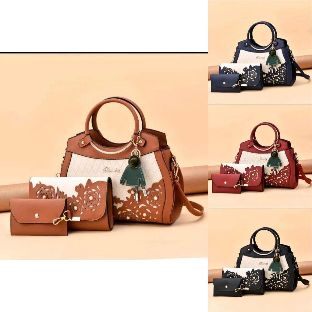 Elegant Women's Cross-border Three-piece Handbag Set With Versatile Capacity And Chic Design