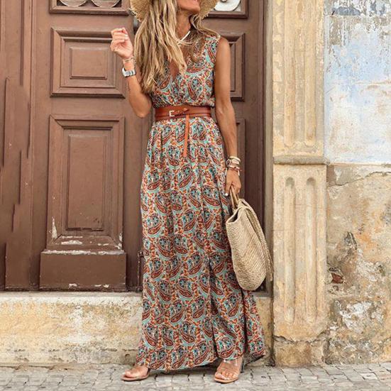 plus size printed maxi split dress