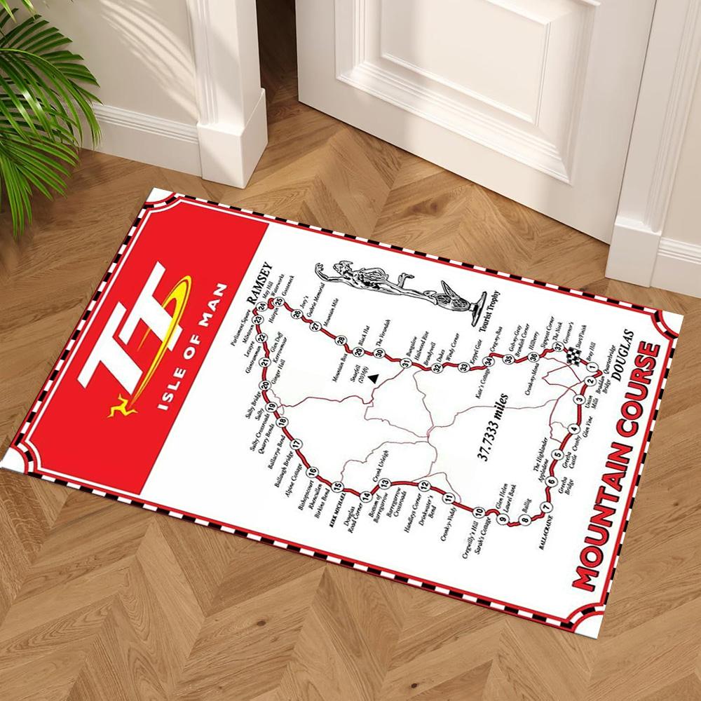 Isle Man Tt Floor Rug Office Rug Design for Outdoor Living Rooms Entryway Foyer Anti-slip Rug Anime Office Decor Perfect Birthday/Christmas Gift Idea