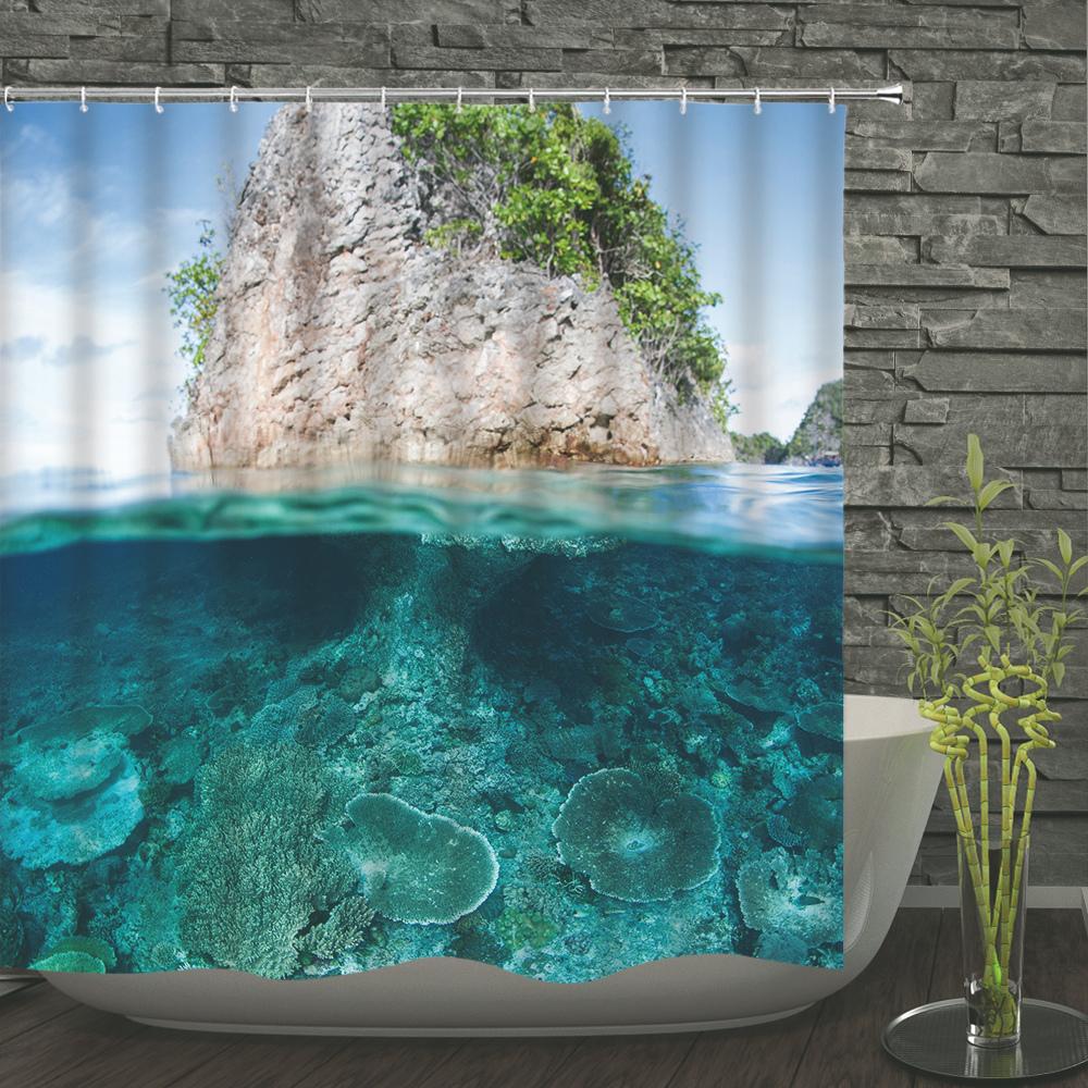 

Море Океан Рыба Кит Занавески для душа Занавеска для ванной Домашний декор Водонепроницаемая полиэстеровая ткань Экран для ванны Занавеска с 12 крючками W90xH180cm