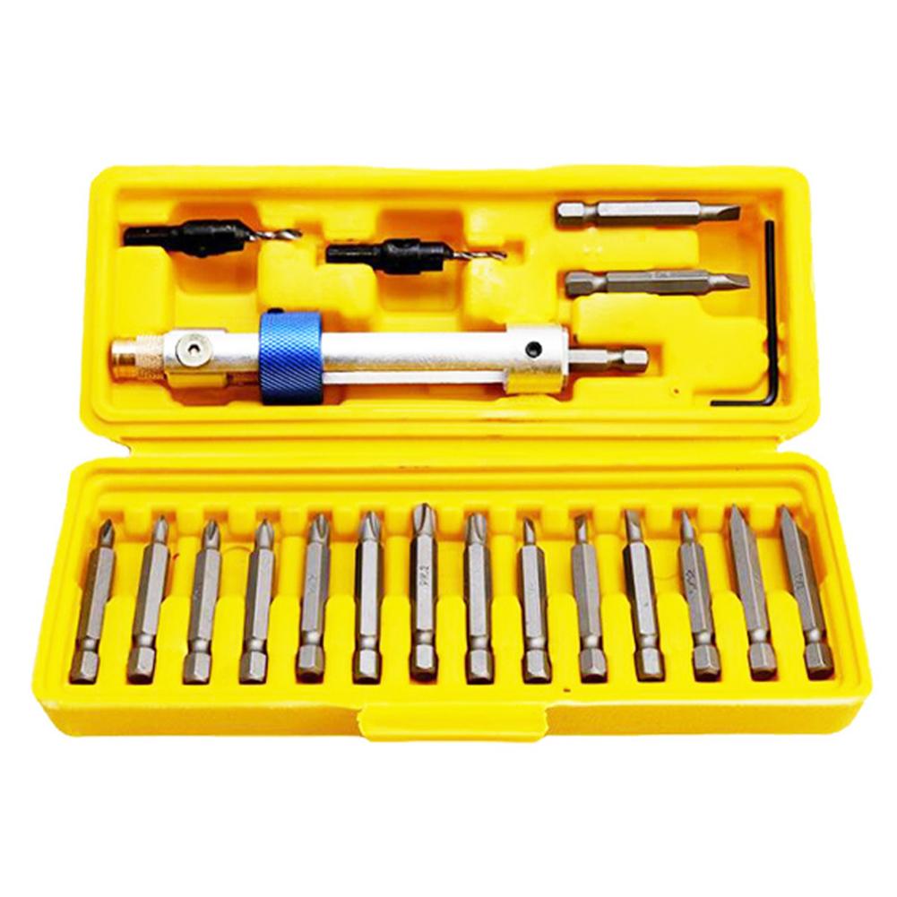 Flip Drive Half Time Drill Driver with 18 Piece Bit Set Includes Cross Slot Flat Countersunk and Wrench in Plastic Storage Case