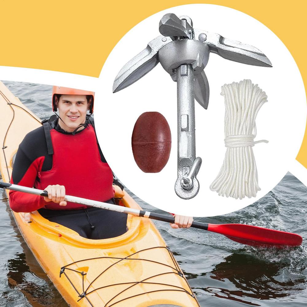 Kayak Anchoring Kayak Fishing Anchoring Kit Folding Heavy-Duty Retrievable Boat Accessories For Lake Fishing Kayaking Dock