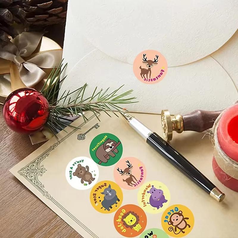 Roll up Stickers Animal Roll Stickers Cute Sticker DIY Gift Sealing Label Decoration School Teaching Incentive Supplies TMZ