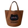 Women's Versatile Embroidered Canvas Tote Bag - Kitten Design, Handheld, Portable, Perfect for Moms or Lunch Storage