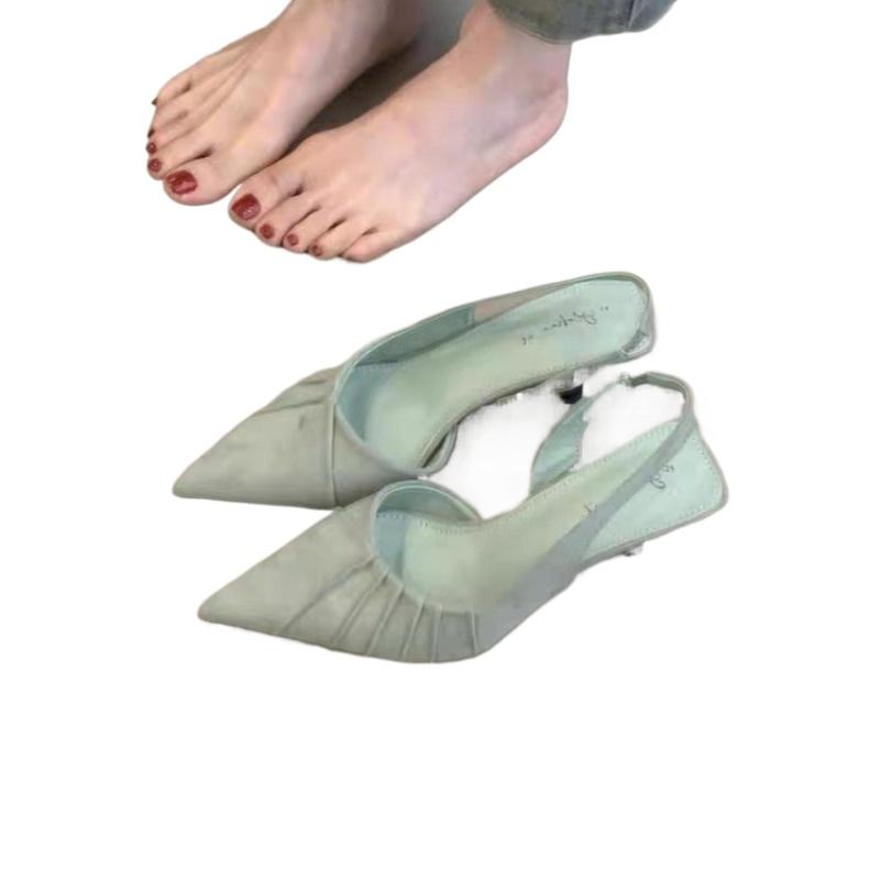 Fashion Summer New Black for Office Work Footwear Pointed Toe Clear Thin Heels Ladies Shoes Sandals Women High Luxury Heel Zapatos Mujer