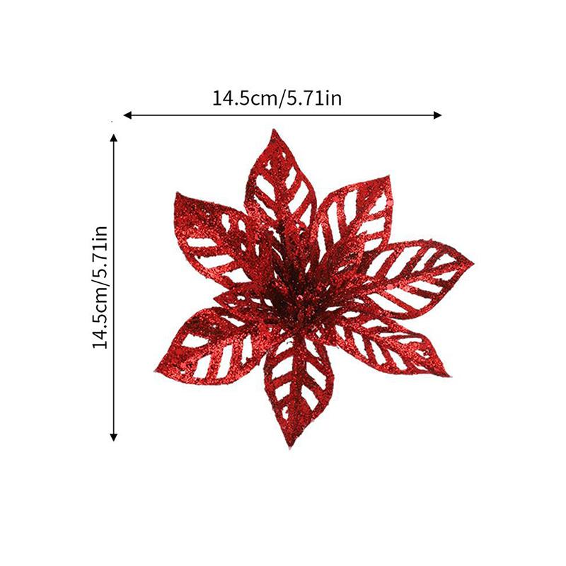 5Pcs Glitter Artifical Flowers Christmas Tree Decoration For Home Decor Fake Flower Xmas Garland Ornaments 2025 New Year Navidad