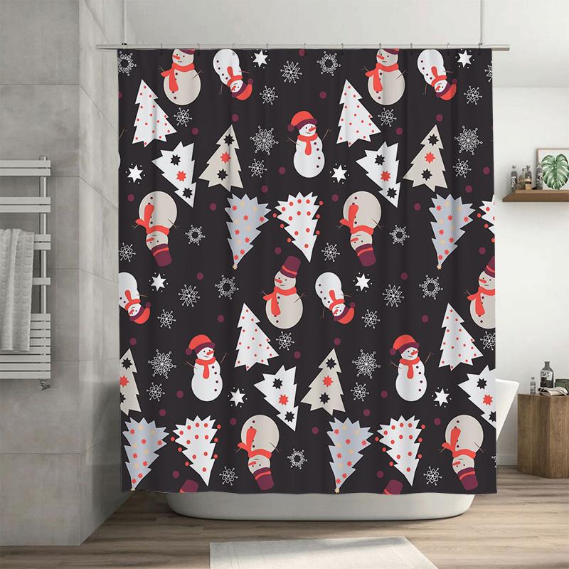 

Tu Winter Snowflakes Christmas Shower Curtain Festive Holiday Bathroom Decor Waterproof Fabric Backdrop W60H190(CM)-1 Pcs