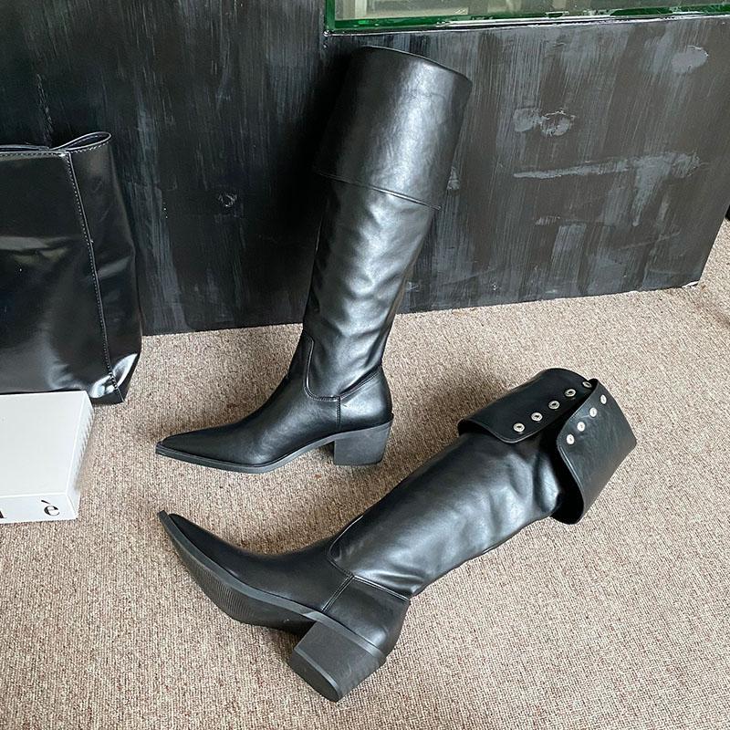 Fashion Party Modern Ladies Knee High Boots With Heels Shoes Female Footwear Fashion Pointed Toe Women Long Boots Pumps Shoes new