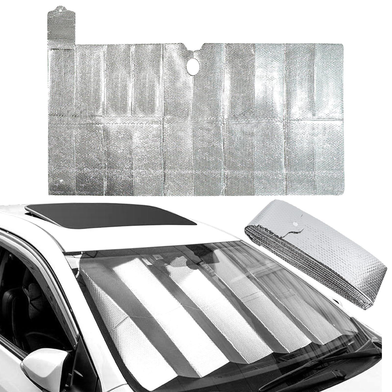 

Collapsible Aluminum Car Sunshade with UV Protection 140x75 cm серебряный