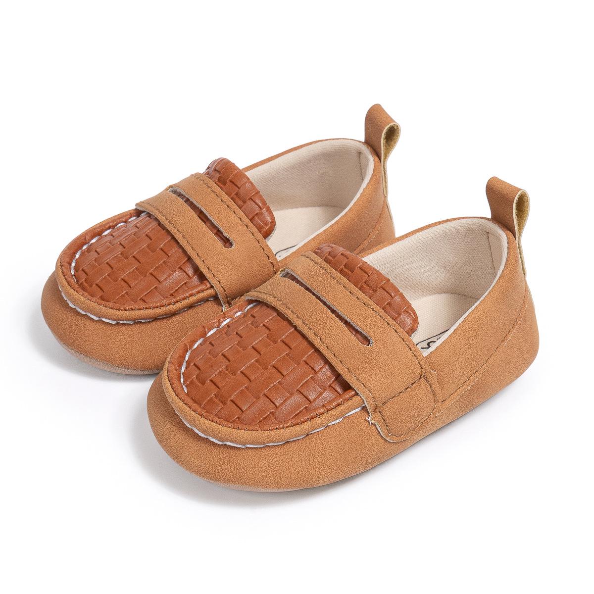 

Весенне-осенние мокасины: Кожаная обувь для первых шагов для малышей 0-1 года, на мягкой подошве, в британском стиле 12cm (6-12 Months) / 55g