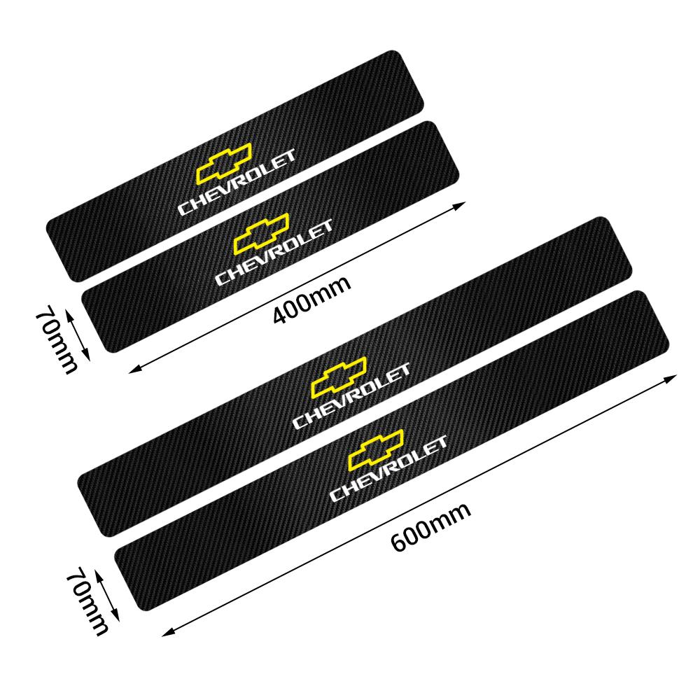 4Pcs Carbon FiberCar Door Threshold  Sticker Decal For Chevrolet Lacetti Aveo Cobalt Cruze Malibu Trax Camaro Sail Captiva Epica