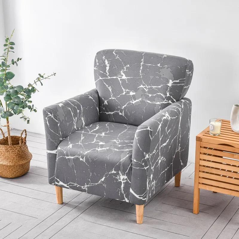 1Pc Printed Soft Armchair Covers Elastic Club Tub Chair Slipcovers Single Sofa Covers Home Bar Counter El