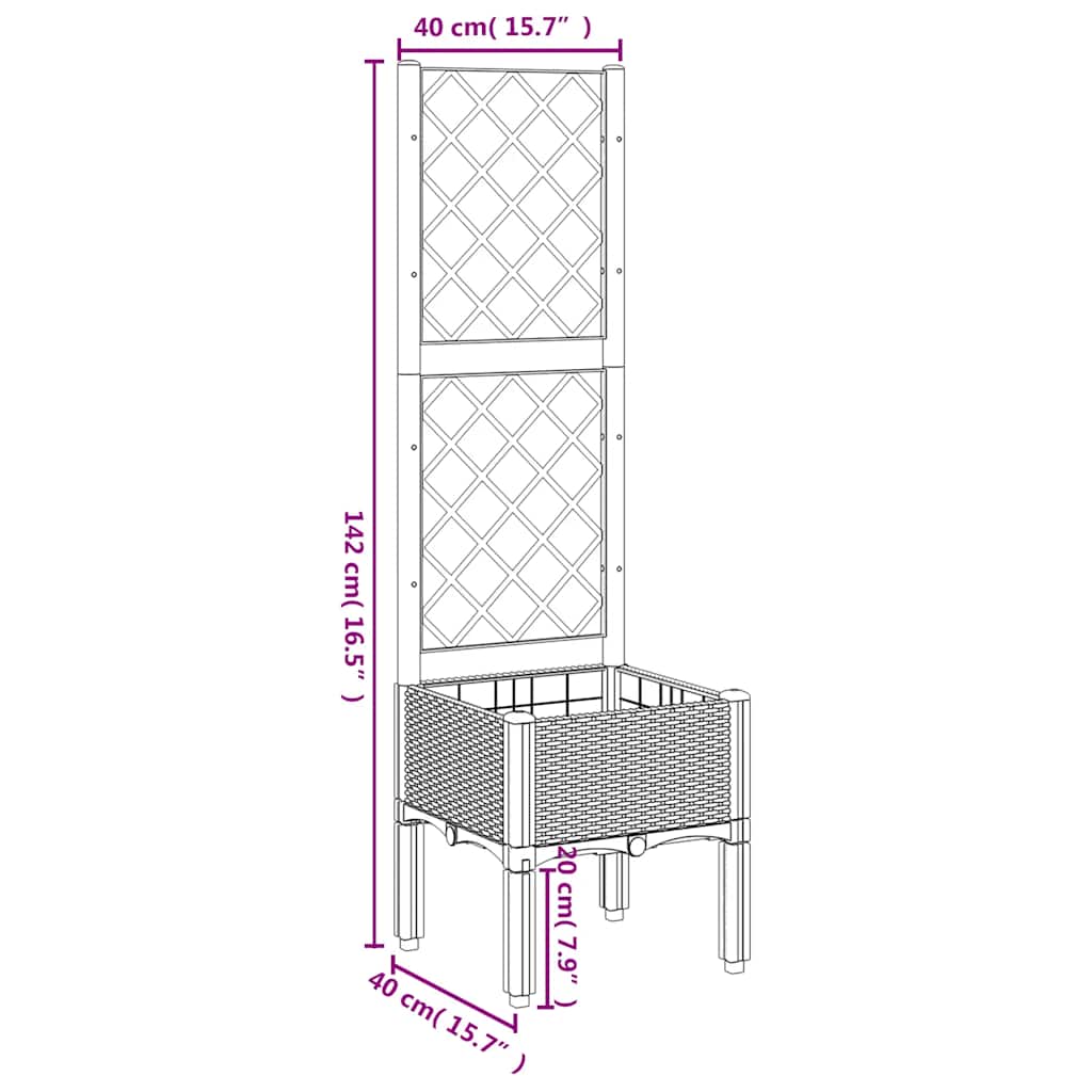 Planter with Trellis Blue Gray 40 X 40 X 142 Cm PP