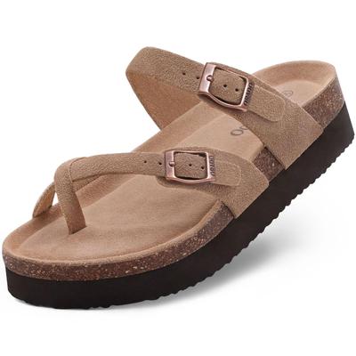 Comwarm Minkštos Kamštinės Šlepetės Moterims Klasikinės Platforminės Klumpės Šlepetės Atviro Piršto Plokščios Sandalai Madingi Užmaunami Mulai ir Paplūdimio Batai