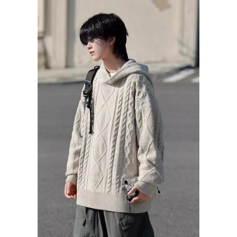 2025 Winter Retro Loose Knit Hooded Pullover for Men & Women - Japanese Trendy Style 2XL хаки