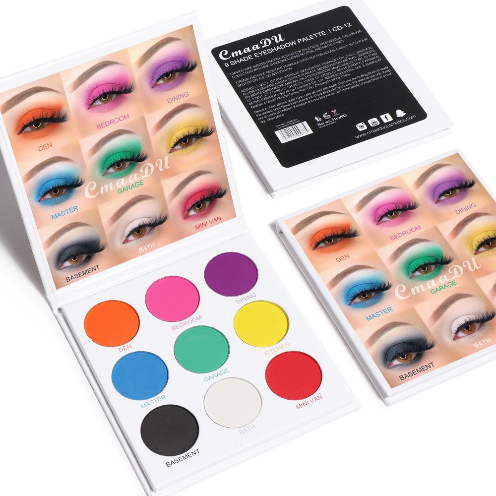 CmaaDu 9-Farben-Lidschatten-Make-up-Lidschattenpalette mit mattem und metallischem Glitzer