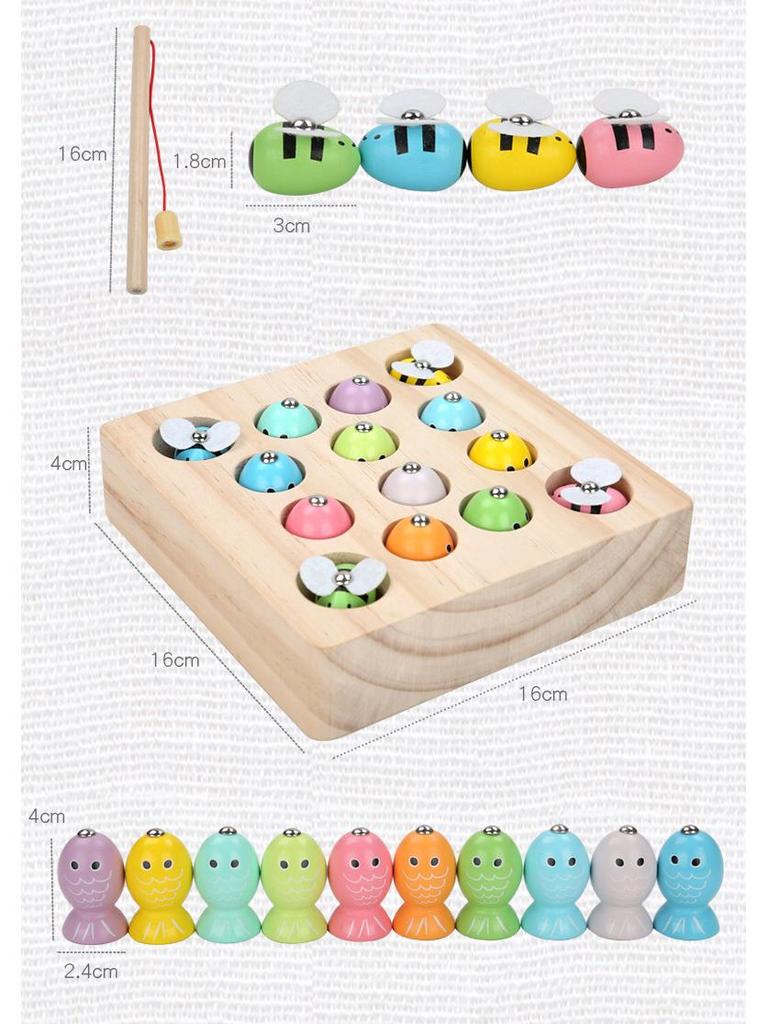 Wooden Children's Educational Magnetic Bee Fishing Game