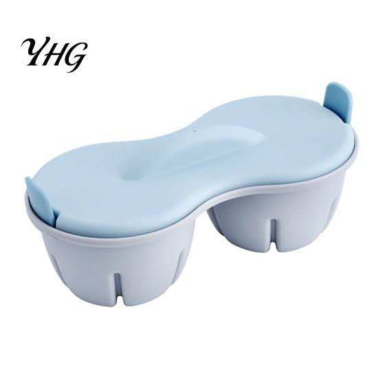 Hard Boiled Egg Maker Dual Cavity Microwave Poacher with Lid, Heat Resistant Plastic Compact Cooker Double Hole Steamer, Quick Breakfast Tool