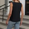 2025 Summer Women's Pleated Solid Color Sleeveless Hollow Out T-shirt Vest