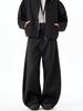 Unisex Retro Black Scimitar Wide-Leg Casual Pants for Spring & Autumn