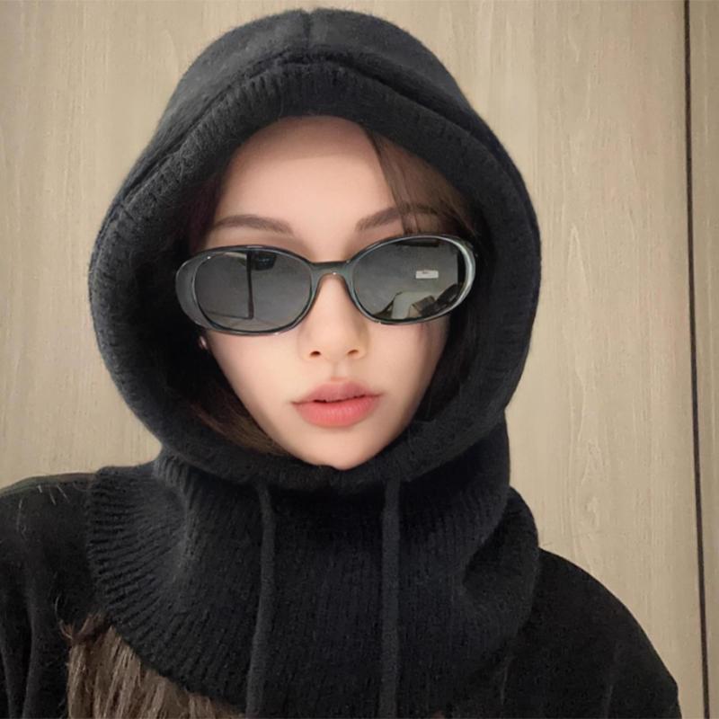 Korean Balaclava Hat Women'S Winter Warm Hat Scarf Couple Style Wool Knitted Hat