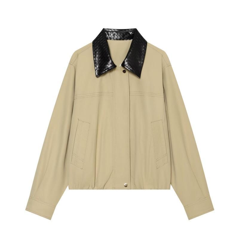 Womens Oversized Color-Block Notched Collar Bubble