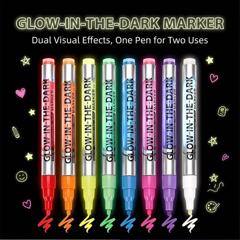 8 Colors Fluorescent Luminous Marker Party Decoration Paint Diy Crafts Creative Artwork Waterproof Non-Toxic Dark Pen Draw Tool