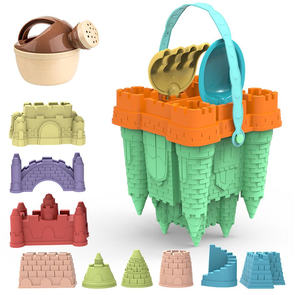 Beach Toy Outdoor Sand Play Castle Toy with Castle Mold Bucket Sandcastle Toy Bathtub Water Play Toy Kids Education Toy