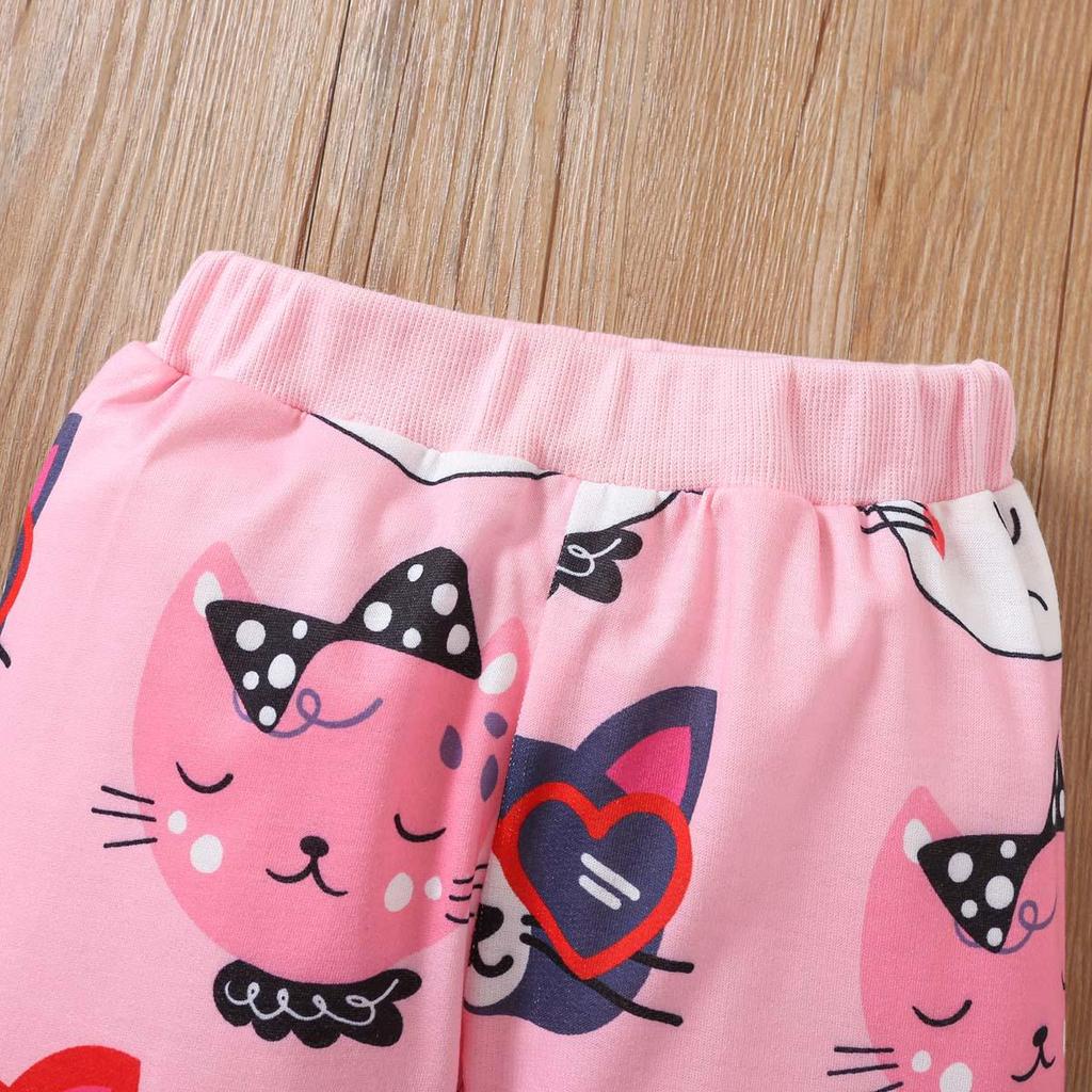 Girls' Cat Hooded Pullover and Pants Set - Spring/Autumn Fashion Two-Piece Outfit