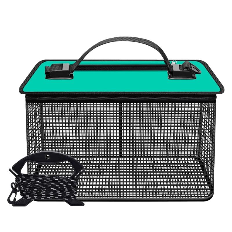 Portable Meshes Fishing Net Storage Cage Floating Fishing Basket Live Fish Protectors Fishing Holder Bucket Easy To Use