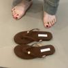 2025 New Flat-bottomed Flip-flops Wear Small Fragrant Wind Flowers Toe Cool Slippers Women's Leisure Vacation Beach Slippers