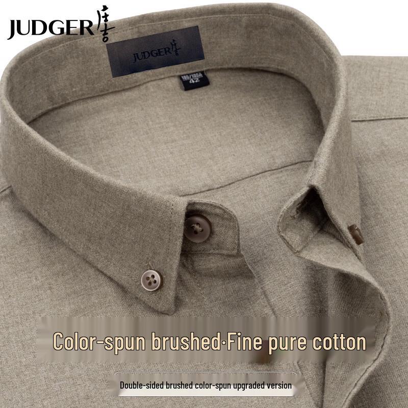 Zhuangji Men s Pure Cotton Brushed Long Sleeve Shirt 180/100A