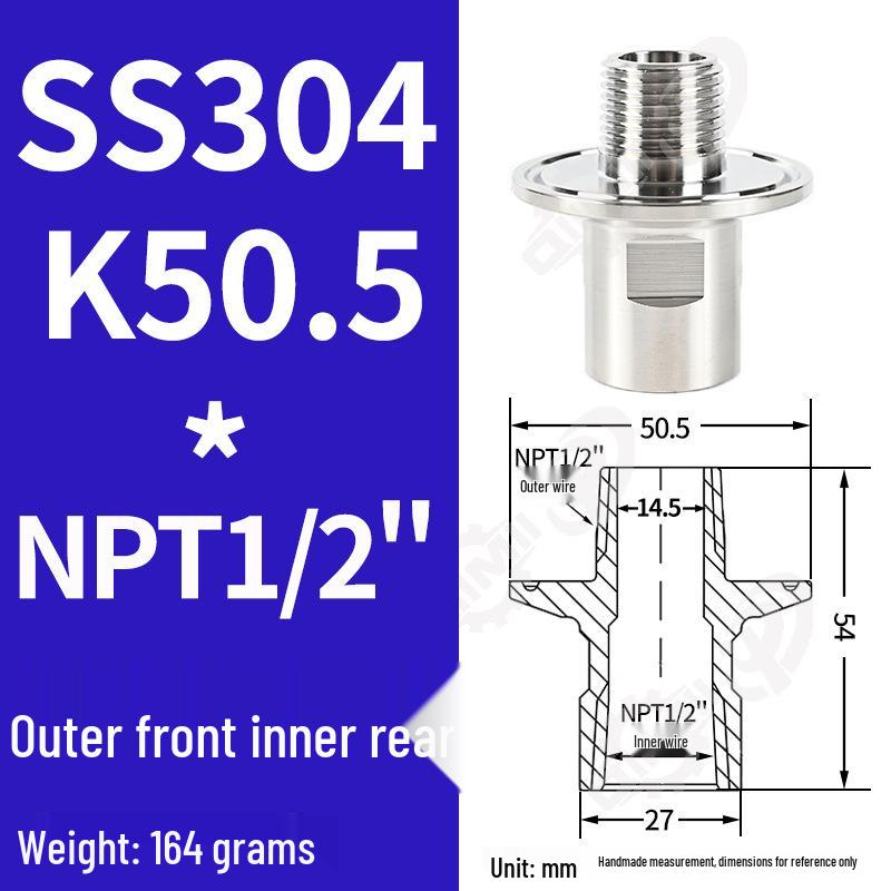 SS304 1.5" TC to 1/2" NPT Male/Female Quick Release Connector Clamp