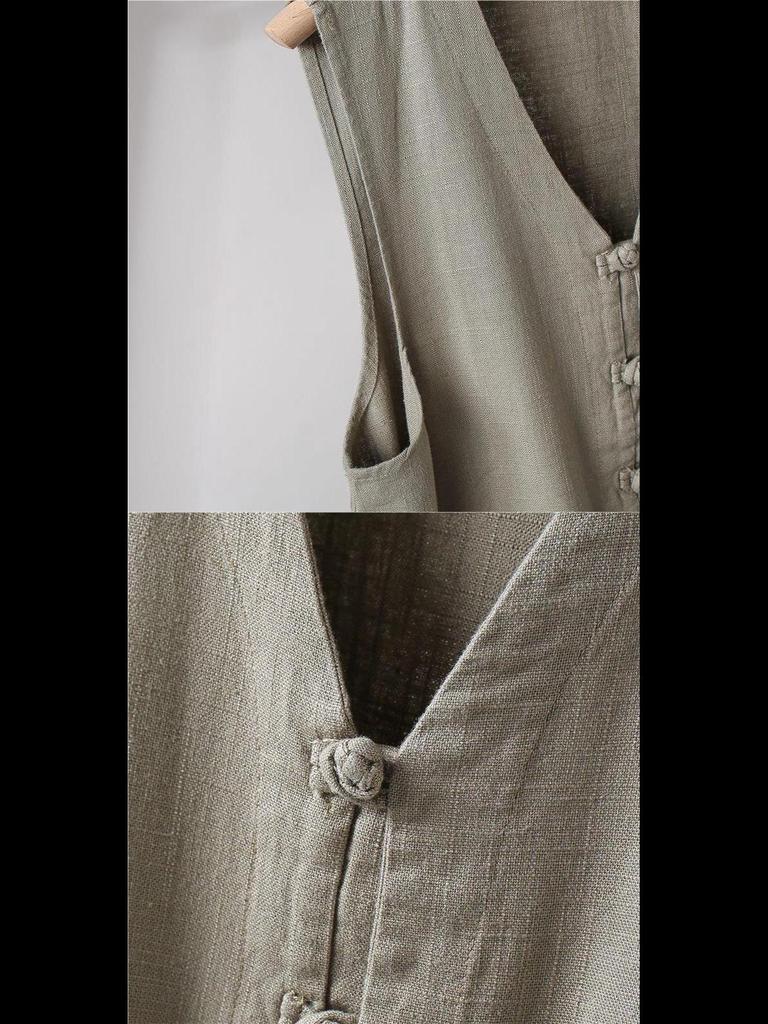 Men's Retro Cotton-Linen Sleeveless Vest