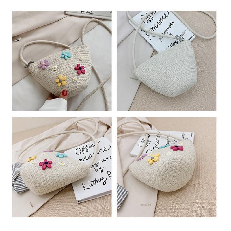 Cute Straw Woven Bag Fashionable Internet Celebrity Female One-shoulder Cross-body Women's Ins Trendy Small Backpack