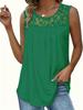 2025 Women's Plus Size Sleeveless Lace Pleated Blouse with Waist Cinching