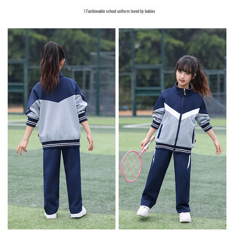 Primary School Spring/Autumn Sportswear: 3-Piece POLO Set with Summer Short Sleeve Garden/Class Uniforms