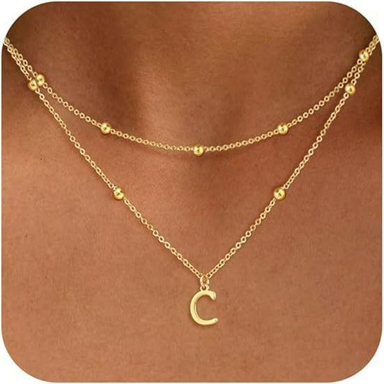 Exquisite 14K Gold Plated Copper Initial Pendant Necklace - Personalized and Fashionable Jewelry
