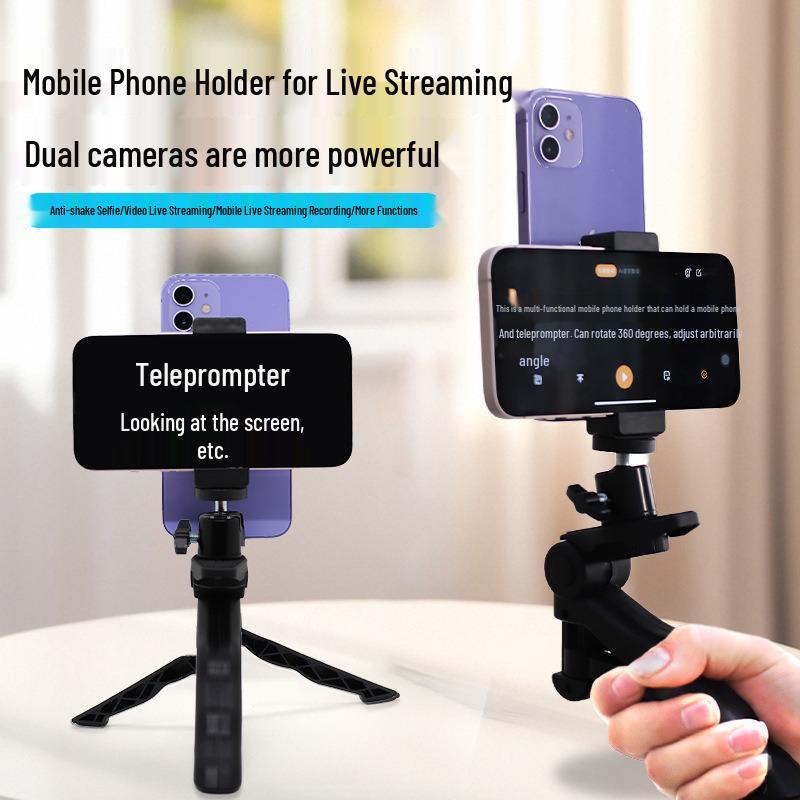 Multi-Functional Mobile Teleprompter Stand: Double-Sided Live Broadcast & Video Recording Holder for Hands-Free Use