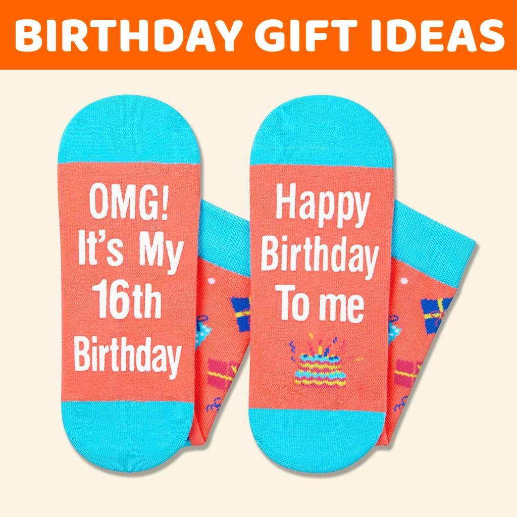 HAPPYPOP Sweet 16 Gifts Socks - Birthday Gift Ideas for 16 Year Old Teen Girls Boys