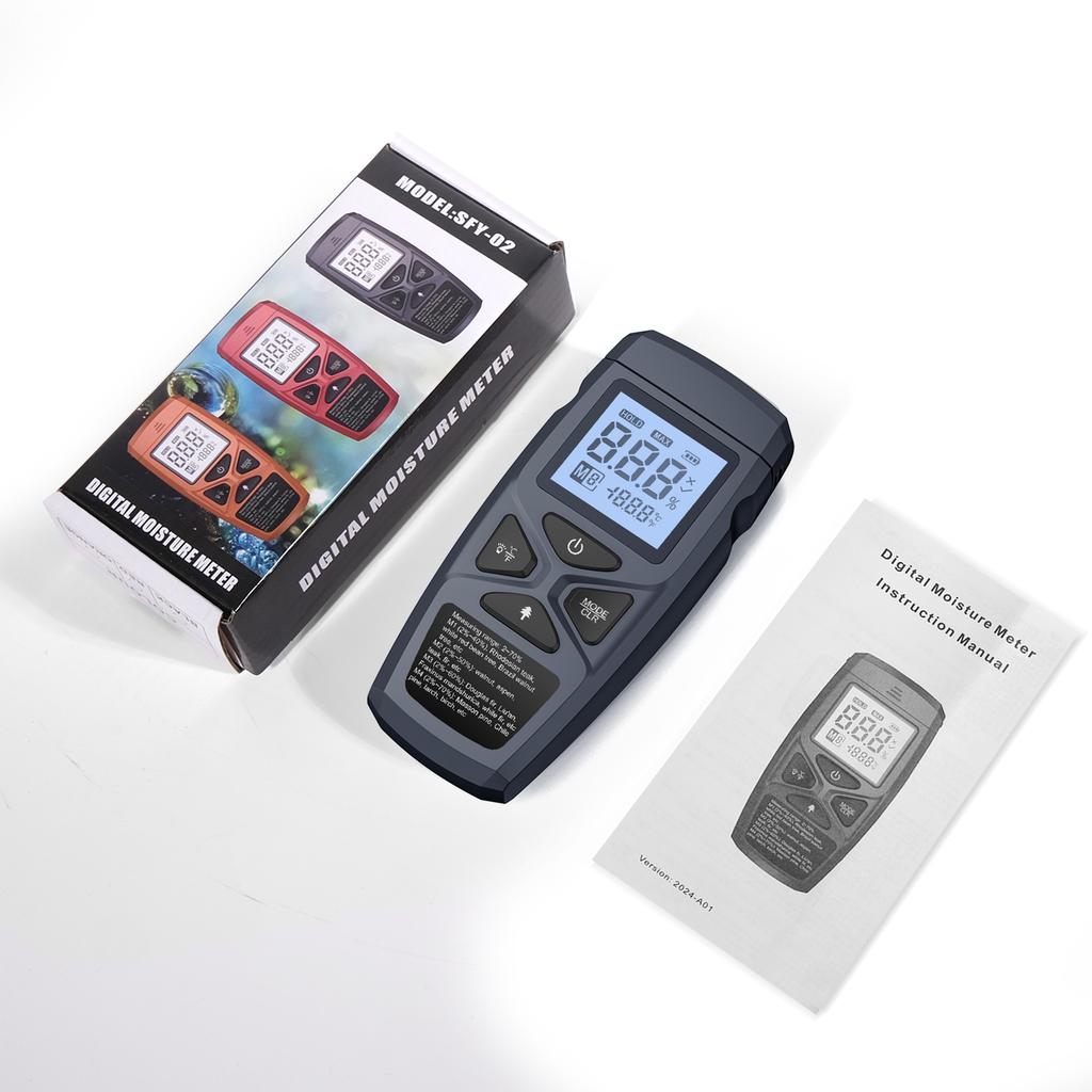 Teploměr vlhkosti dřeva pro tvrdé dřevo, měkké dřevo, papír, bambus, bylinky, LCD displej s vysokým displejem