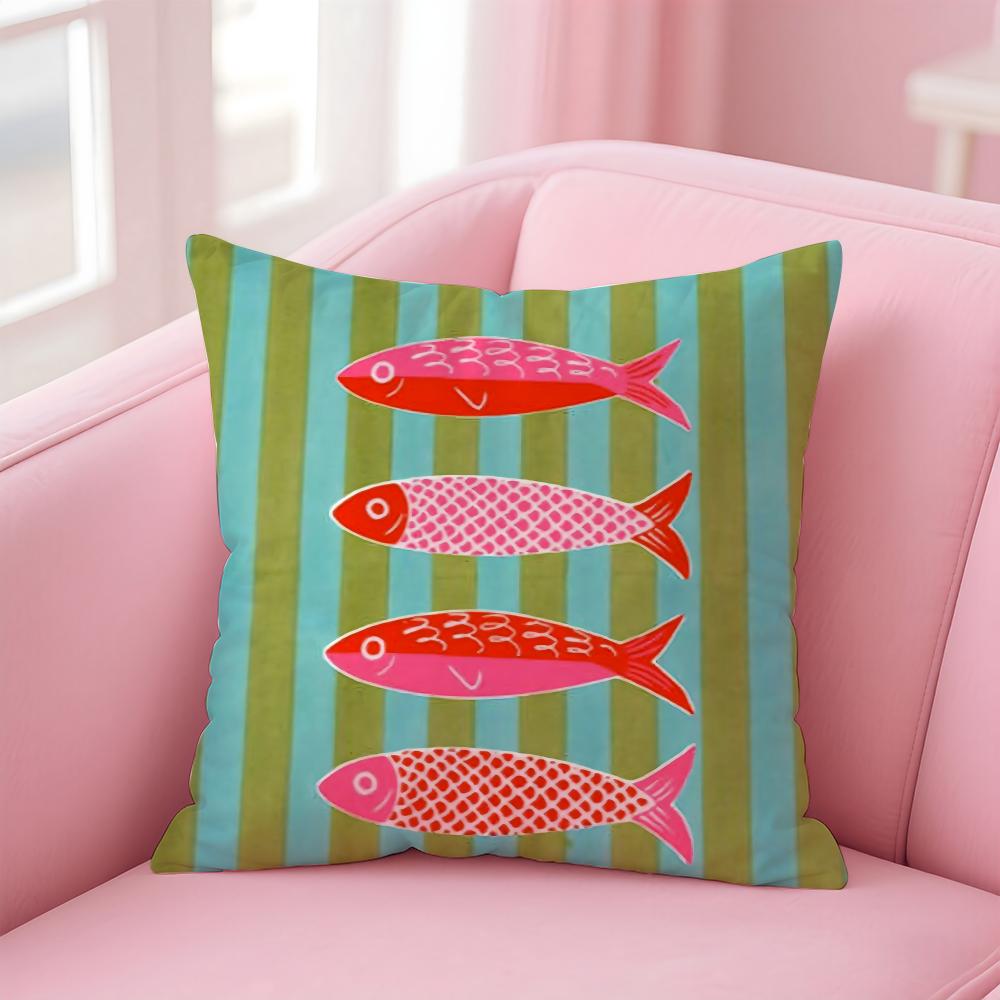Küsten-Charme Lustige Abstrakte Kunst Kissenbezug Leinen Kissenbezug Weiche Dekoration für Sofa Wohnzimmer