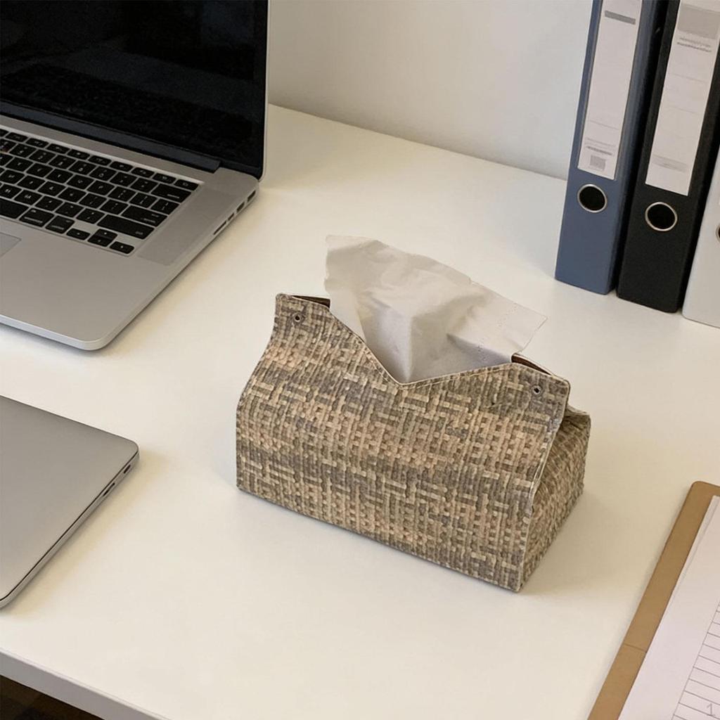 Tissue Box Cover Facial Paper Holder Napkin Organizer Dispenser PU Leather Holder, for