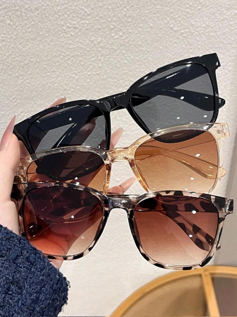 3Pcs Square Frame Fashionable Casual Trendy Sunglasses Suitable for Stylish Outfits and Beach Vacations