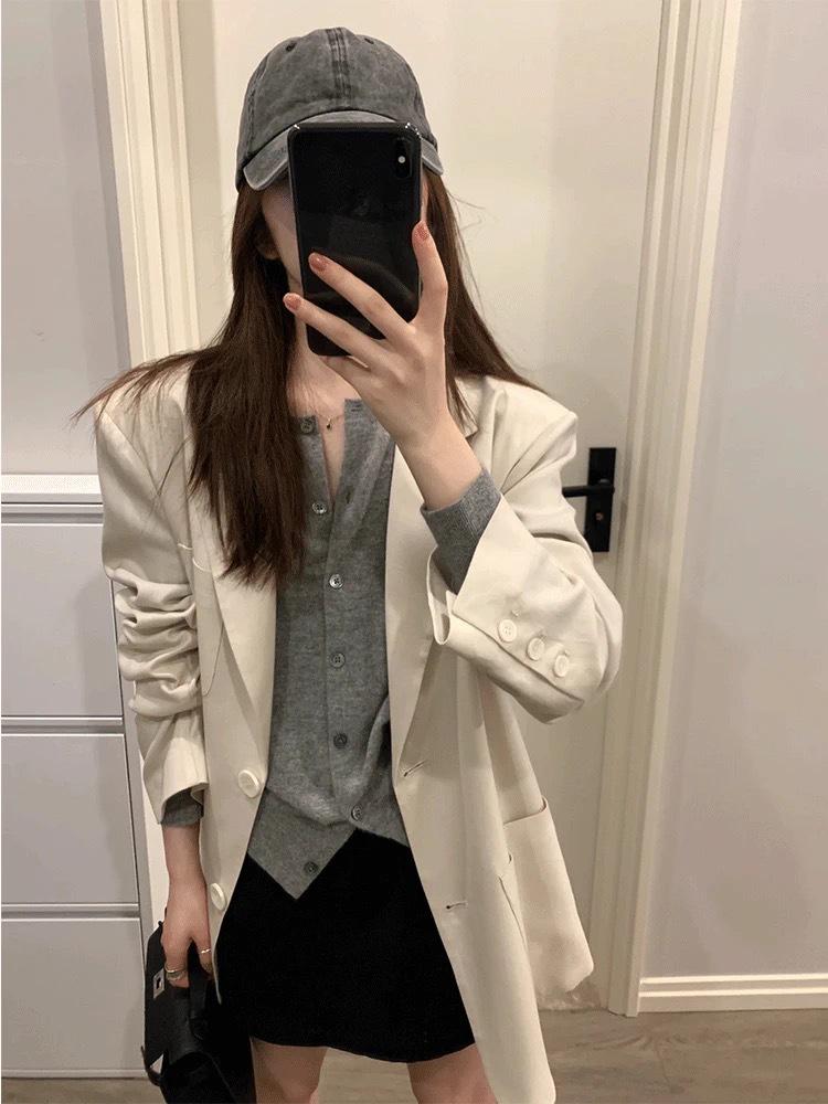 Women's 100% Pure Wool High Waist Button-Up Knit Cardigan Coat - Spring/Summer New Arrival.